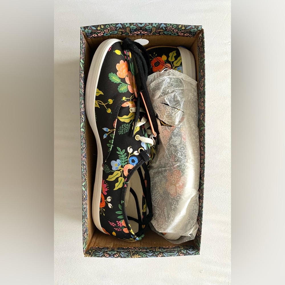 Keds x Rifle Paper Co. Les Fleurs Floral Black Sz 11W Women's Sneakers Shoes NWT